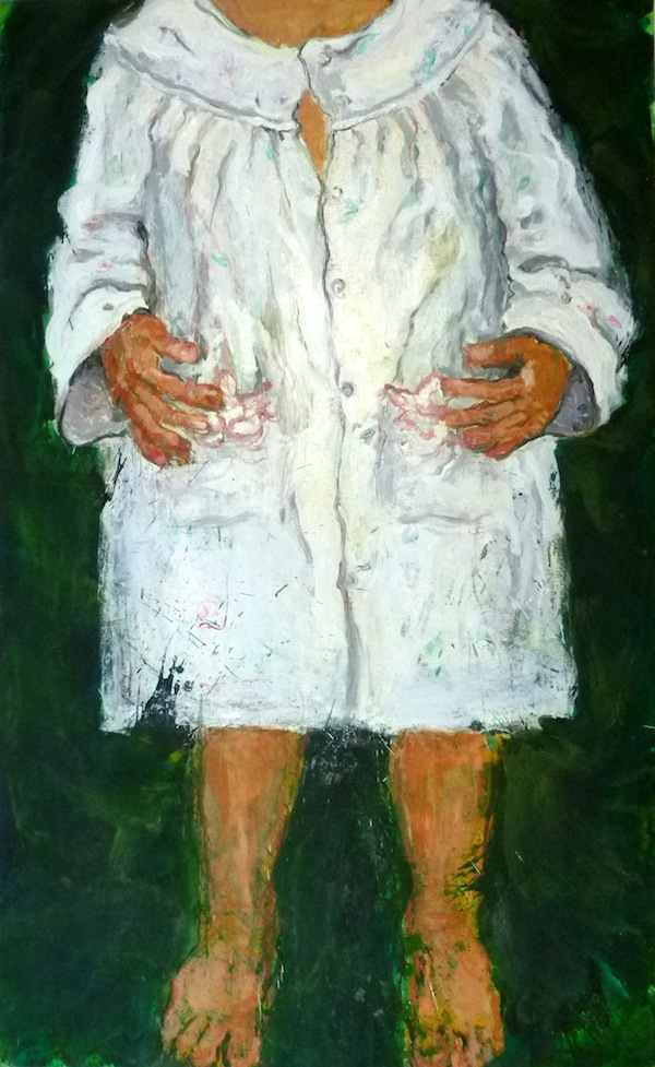Nagham Hodaifa, Nightgown I, 2012,  tecnica mista su tela, 133x81 cm. Courtesy of Nagham Hodaifa