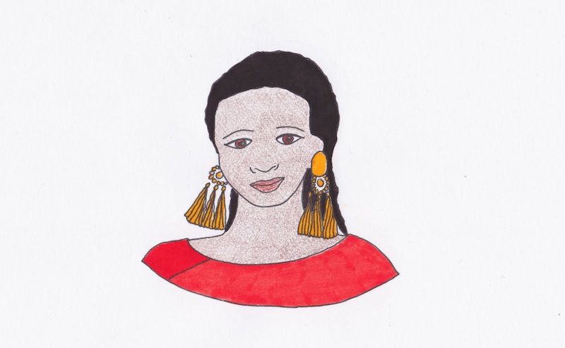illustrazione di Claudia Avolio, omaggio all'artista Alaa Satir, Sudan, 2019
